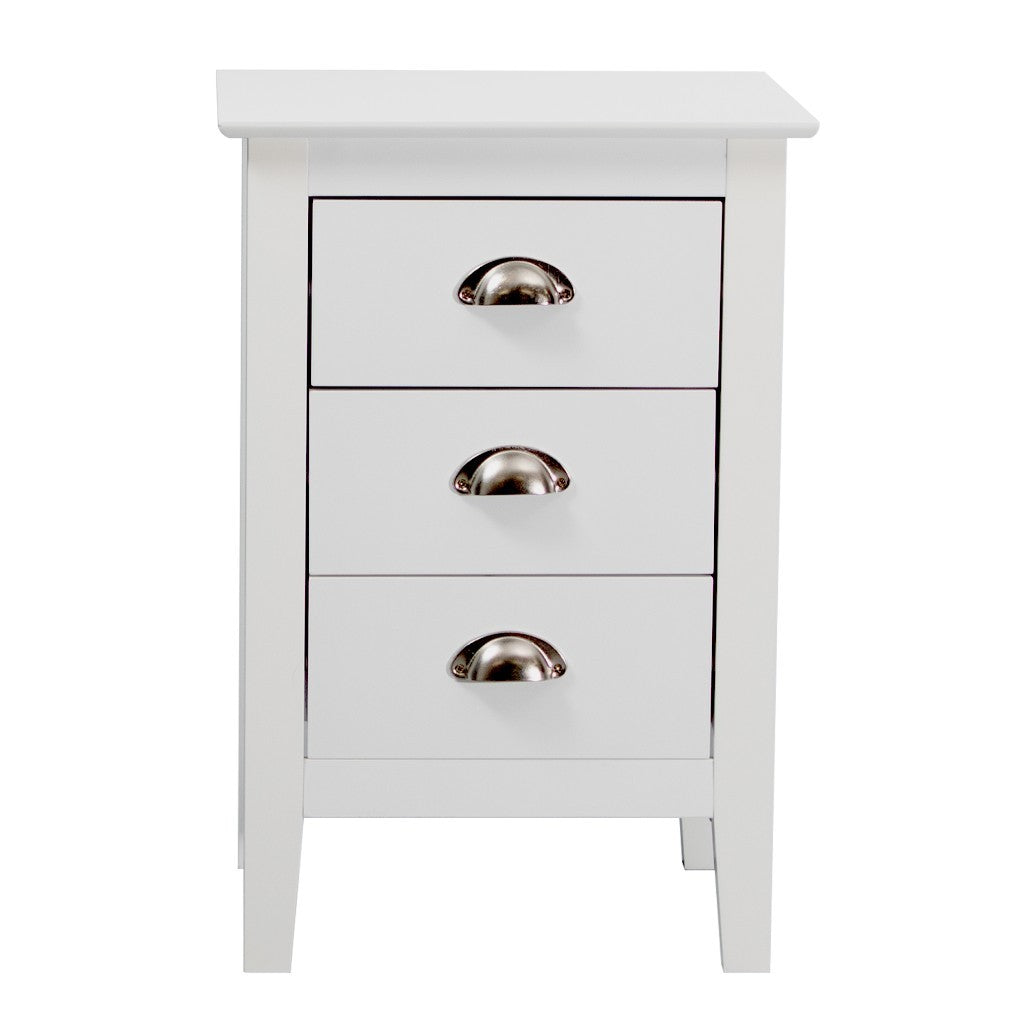 BELLE 3-DRAWER BEDSIDE TABLE WHITE