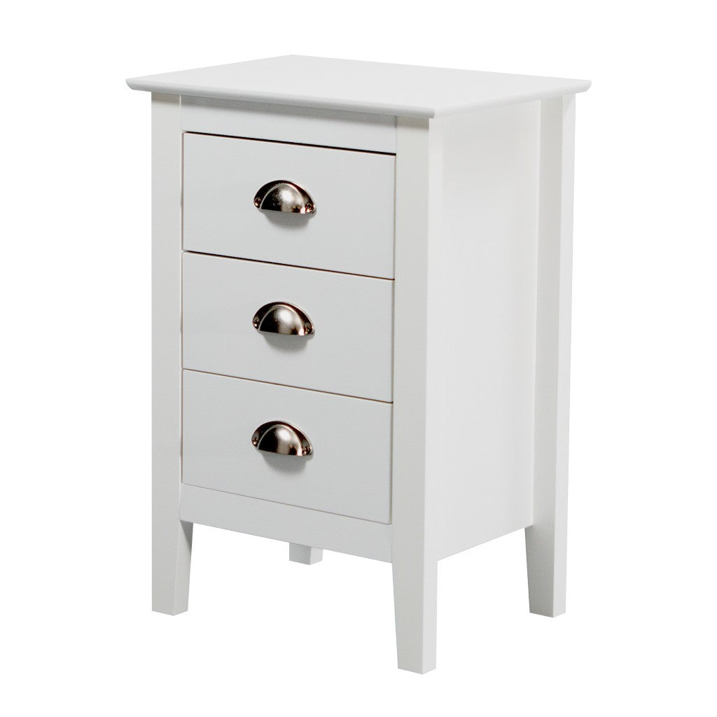BELLE 3-DRAWER BEDSIDE TABLE WHITE