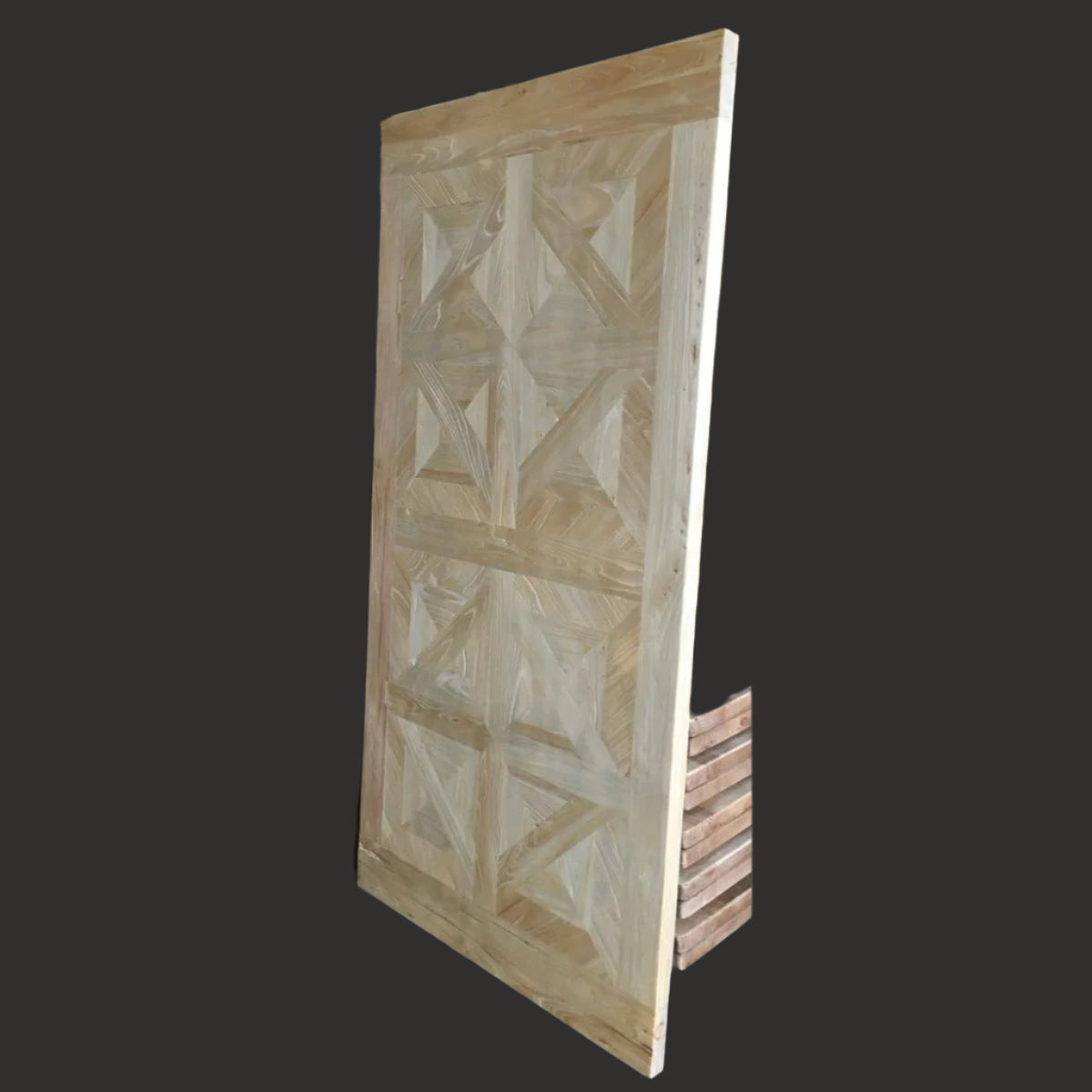 BELLINGTON RECYCLED ELM DINING TABLE PARQUETRY TOP 250CM - MyChocolateWood