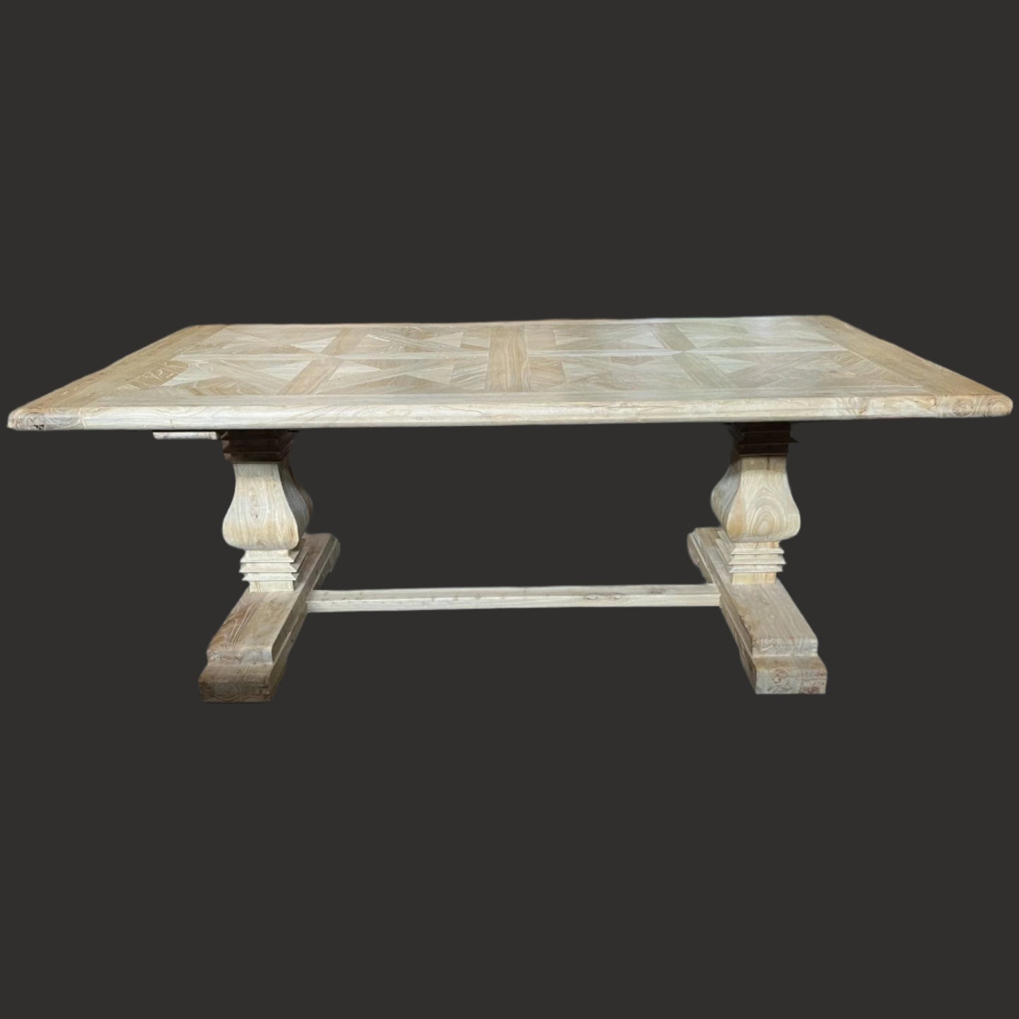 BELLINGTON RECYCLED ELM DINING TABLE PARQUETRY TOP 250CM - MyChocolateWood