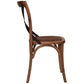 BELMONT BLACK METAL CROSS BACK CHAIR IN MEDIUM HONEY COLOUR - MyChocolateWood