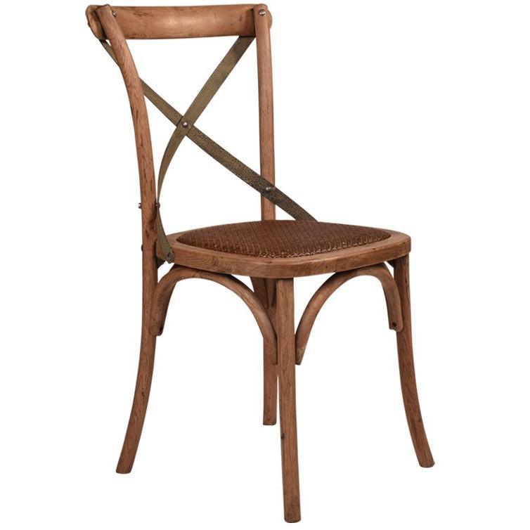 BELMONT GREY METAL CROSS BACK CHAIR IN MEDIUM HONEY - MyChocolateWood
