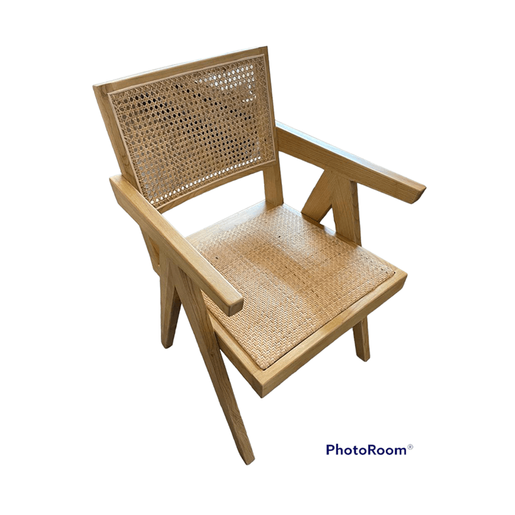 BELVIL RECYCLED ELM/ RATTAN CHAIR HAMPTON ARMCHAIR IN NATURAL - MyChocolateWood