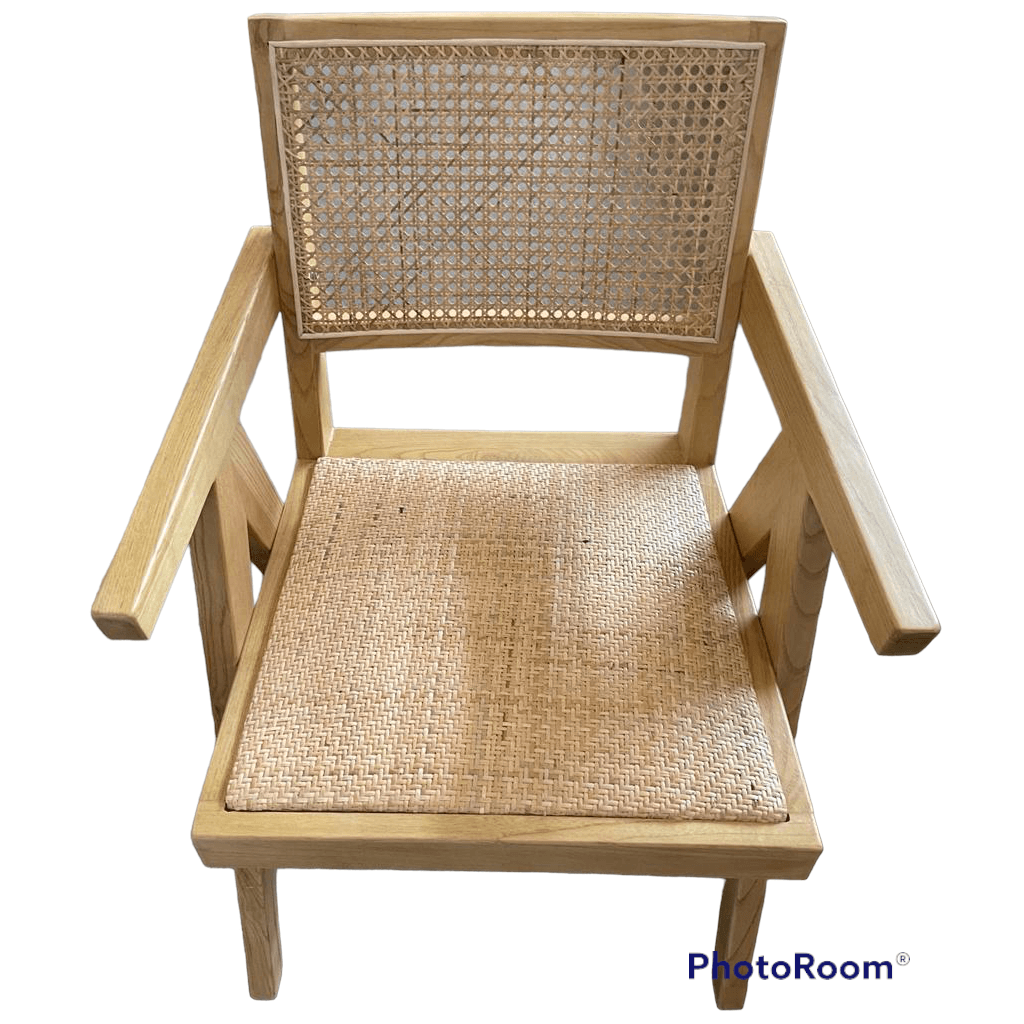 BELVIL RECYCLED ELM/ RATTAN CHAIR HAMPTON ARMCHAIR IN NATURAL - MyChocolateWood