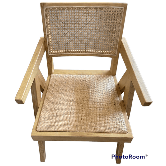 BELVIL RECYCLED ELM/ RATTAN CHAIR HAMPTON ARMCHAIR IN NATURAL - MyChocolateWood