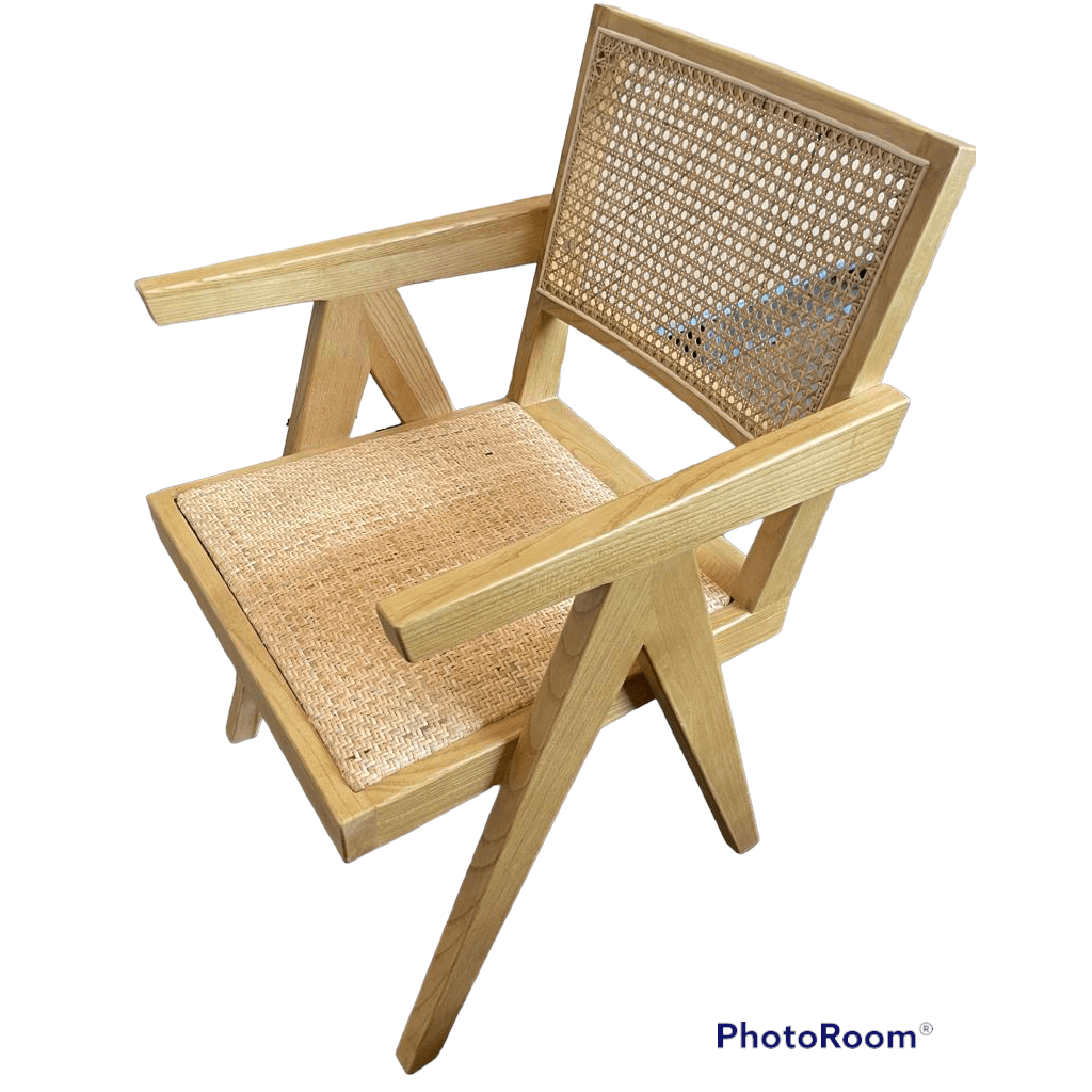 BELVIL RECYCLED ELM/ RATTAN CHAIR HAMPTON ARMCHAIR IN NATURAL - MyChocolateWood