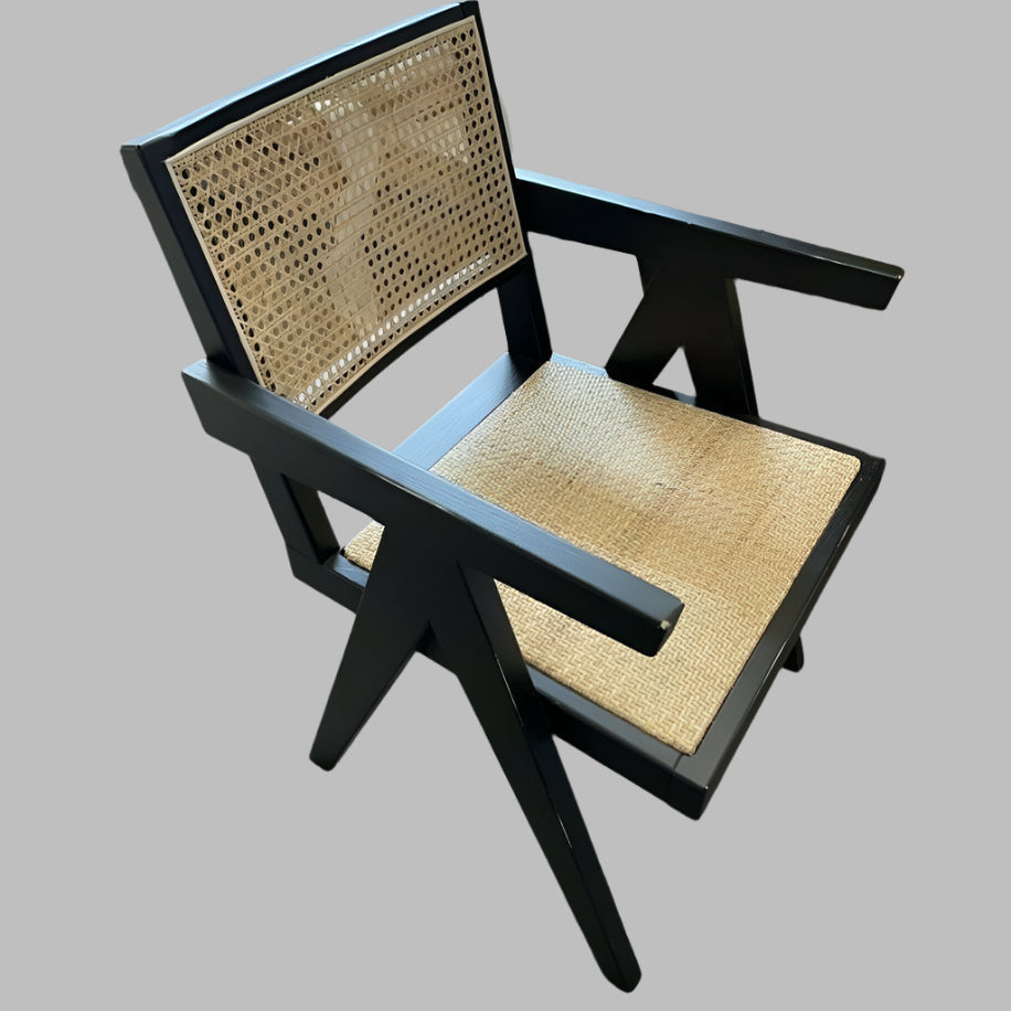 BELVIL RECYCLED ELM/ RATTAN CHAIR HAMPTON ARMCHAIR IN RUBBED DOWN WALNUT - MyChocolateWood