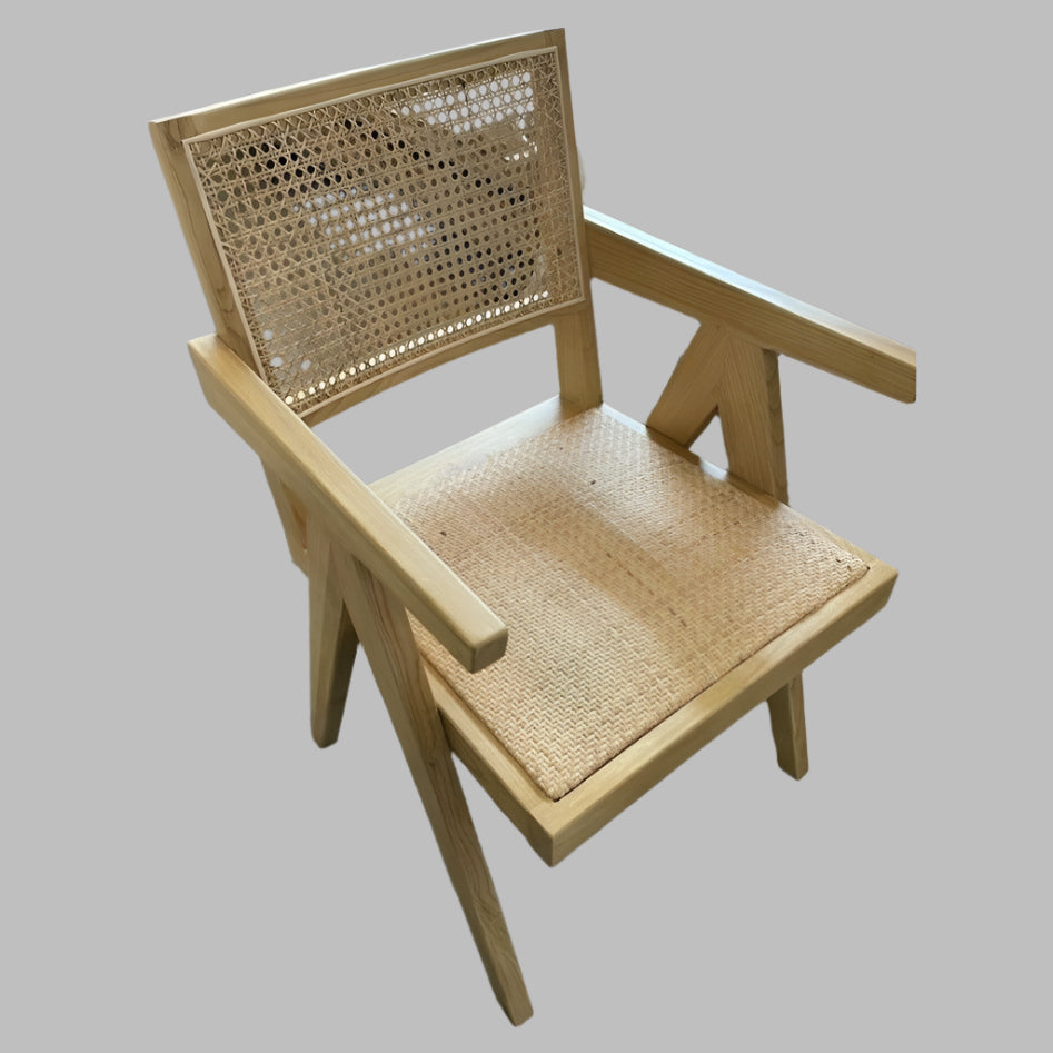 BELVIL RECYCLED ELM/ RATTAN CHAIR HAMPTON ARMCHAIR IN RUBBED DOWN WALNUT - MyChocolateWood