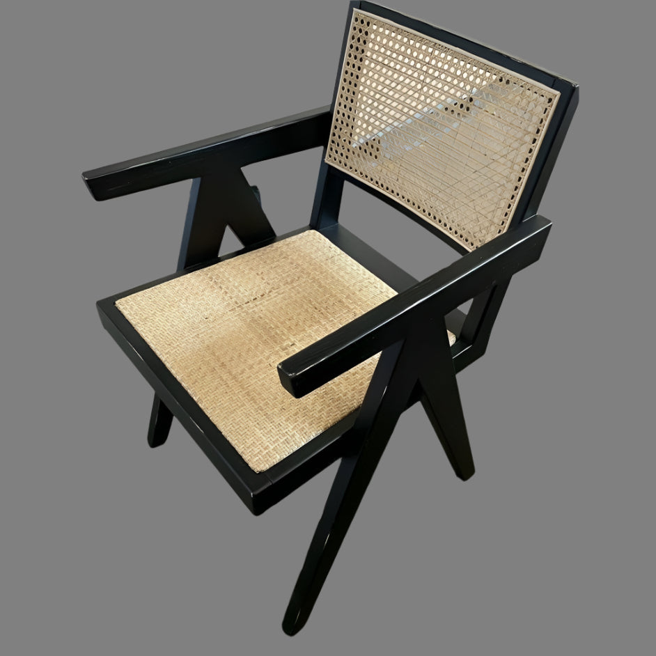 BELVIL RECYCLED ELM/ RATTAN CHAIR HAMPTON ARMCHAIR IN RUBBED DOWN WALNUT - MyChocolateWood