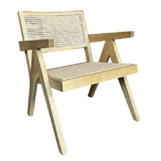 BELVIL RECYCLED ELM/ RATTAN CHAIR HAMPTON LOUNGE CHAIR IN NATURAL - MyChocolateWood