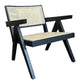 BELVIL RECYCLED ELM/RATTAN CHAIR HAMPTON LOUNGE CHAIR IN RUBBED DOWN BLACK - MyChocolateWood
