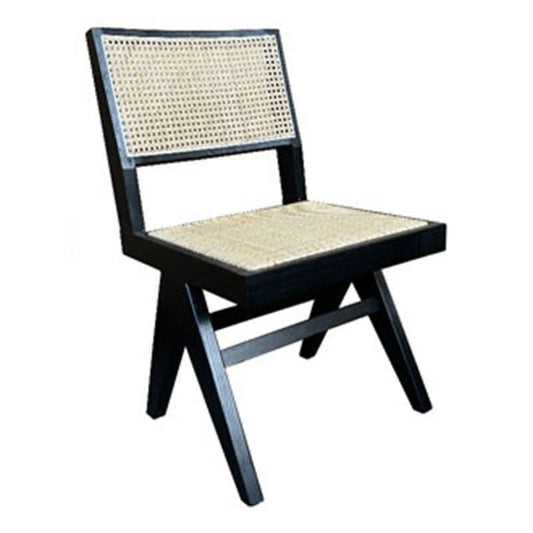 BELVIL RECYCLED ELM/RATTAN HAMPTON STYLE CASUAL DINING CHAIR IN BLACK - MyChocolateWood