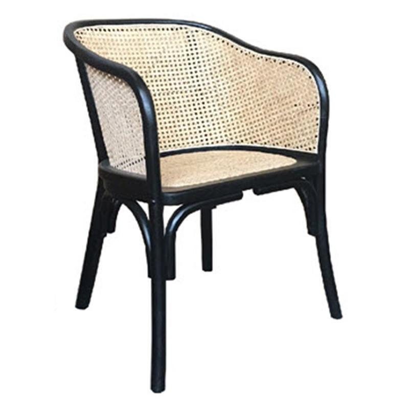 BELVIL RECYCLED ELM/RATTAN HAMPTON STYLE TUB CHAIR IN BLACK - MyChocolateWood