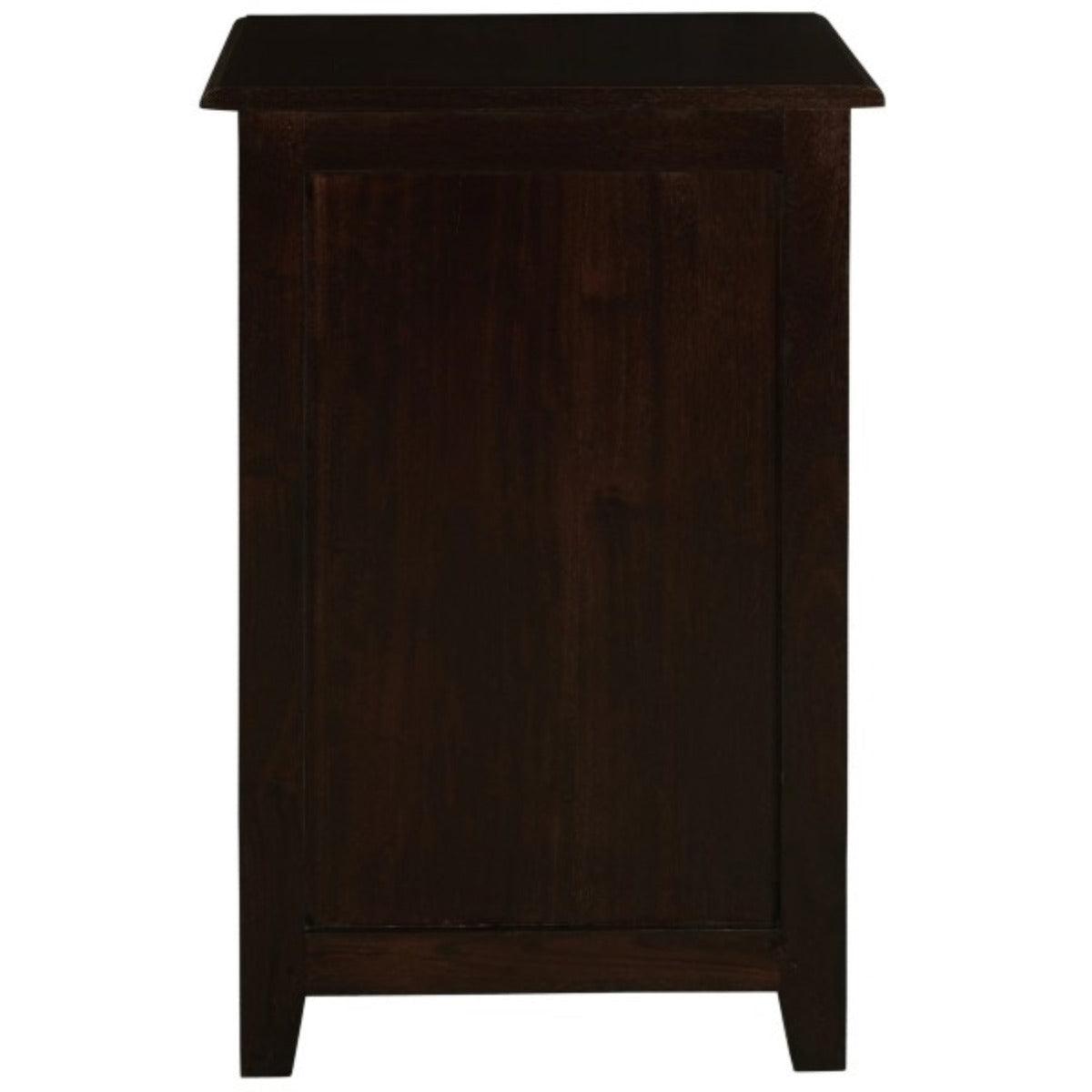 BENEDICT SOLID MAHOGANY TIMBER BEDSIDE TABLE WITH 1 DRAWER & 1 SHELF IN CHOCOLATE - MyChocolateWood