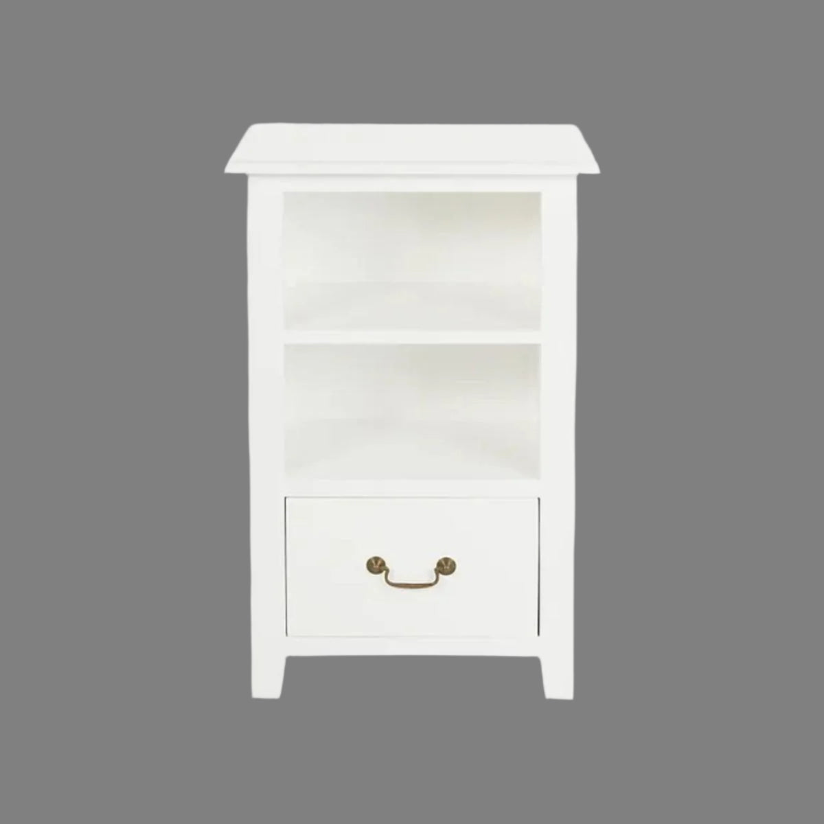 BENEDICT SOLID MAHOGANY TIMBER BEDSIDE TABLE WITH 1 DRAWER & 1 SHELF IN WHITE - MyChocolateWood