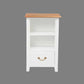 BENEDICT SOLID MAHOGANY TIMBER BEDSIDE TABLE WITH 1 DRAWER & 1 SHELF - WHITE BODY/CARAMEL TOP - MyChocolateWood