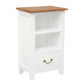 BENEDICT SOLID MAHOGANY TIMBER BEDSIDE TABLE WITH 1 DRAWER & 1 SHELF - WHITE BODY/CARAMEL TOP - MyChocolateWood