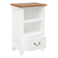 BENEDICT SOLID MAHOGANY TIMBER BEDSIDE TABLE WITH 1 DRAWER & 1 SHELF - WHITE BODY/CARAMEL TOP - MyChocolateWood