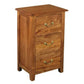 BENEDICT SOLID MAHOGANY TIMBER BEDSIDE TABLE WITH 3 DRAWERS IN LIGHT PECAN - MyChocolateWood