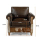 BENZI HANDMADE COW HIDE & GENUINE LEATHER ARMCHAIR EASY CHAIR LOUNGE CHAIR - MyChocolateWood
