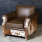 BENZI HANDMADE COW HIDE & GENUINE LEATHER ARMCHAIR EASY CHAIR LOUNGE CHAIR - MyChocolateWood