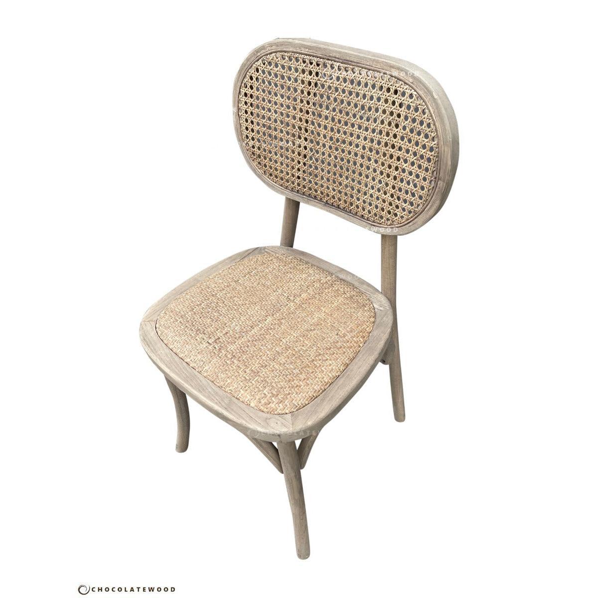 BERMUDA GREY HAMPTON STYLE RATTAN DINING CHAIR - MyChocolateWood