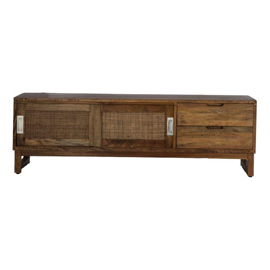 BERMUDA HAMPTONS MANGO & RATTAN TELEVISION UNIT ETU RUSTIC NATURAL 160 CM - MyChocolateWood