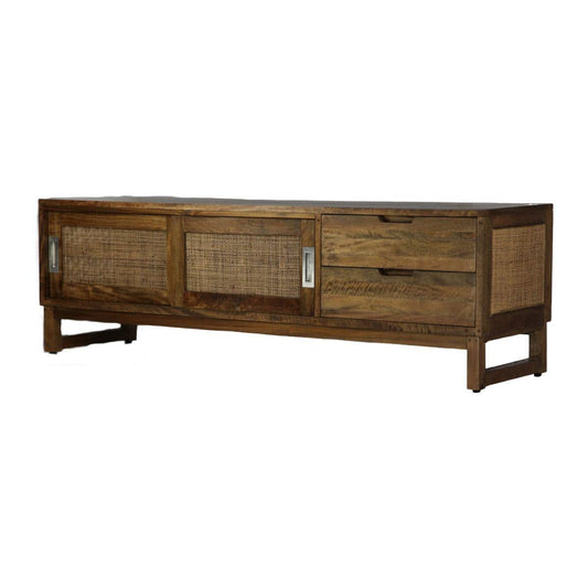 BERMUDA HAMPTONS MANGO & RATTAN TELEVISION UNIT ETU RUSTIC NATURAL 160 CM - MyChocolateWood