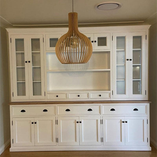 BERTRAM 5 PIECE BUFFET & HUTCH CUSTOM MADE TO ORDER WHITE PAINTED MDF & TASSIE OAK - MyChocolateWood