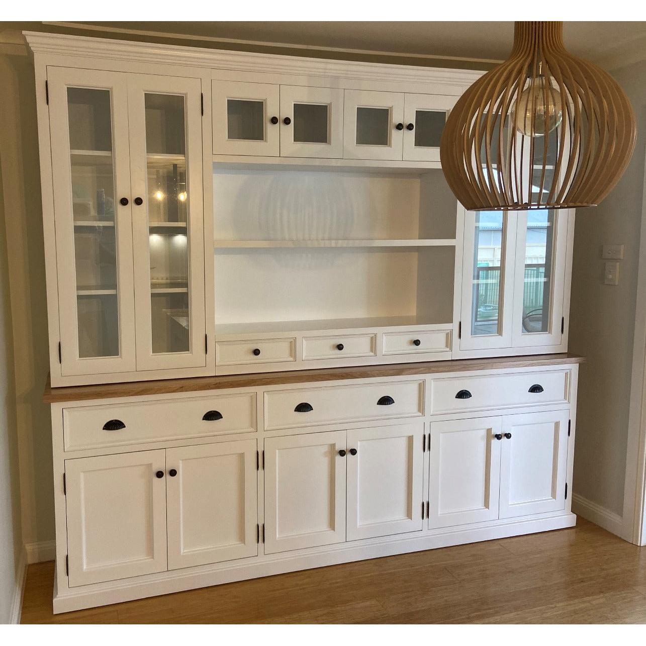 BERTRAM 5 PIECE BUFFET & HUTCH CUSTOM MADE TO ORDER WHITE PAINTED MDF & TASSIE OAK - MyChocolateWood