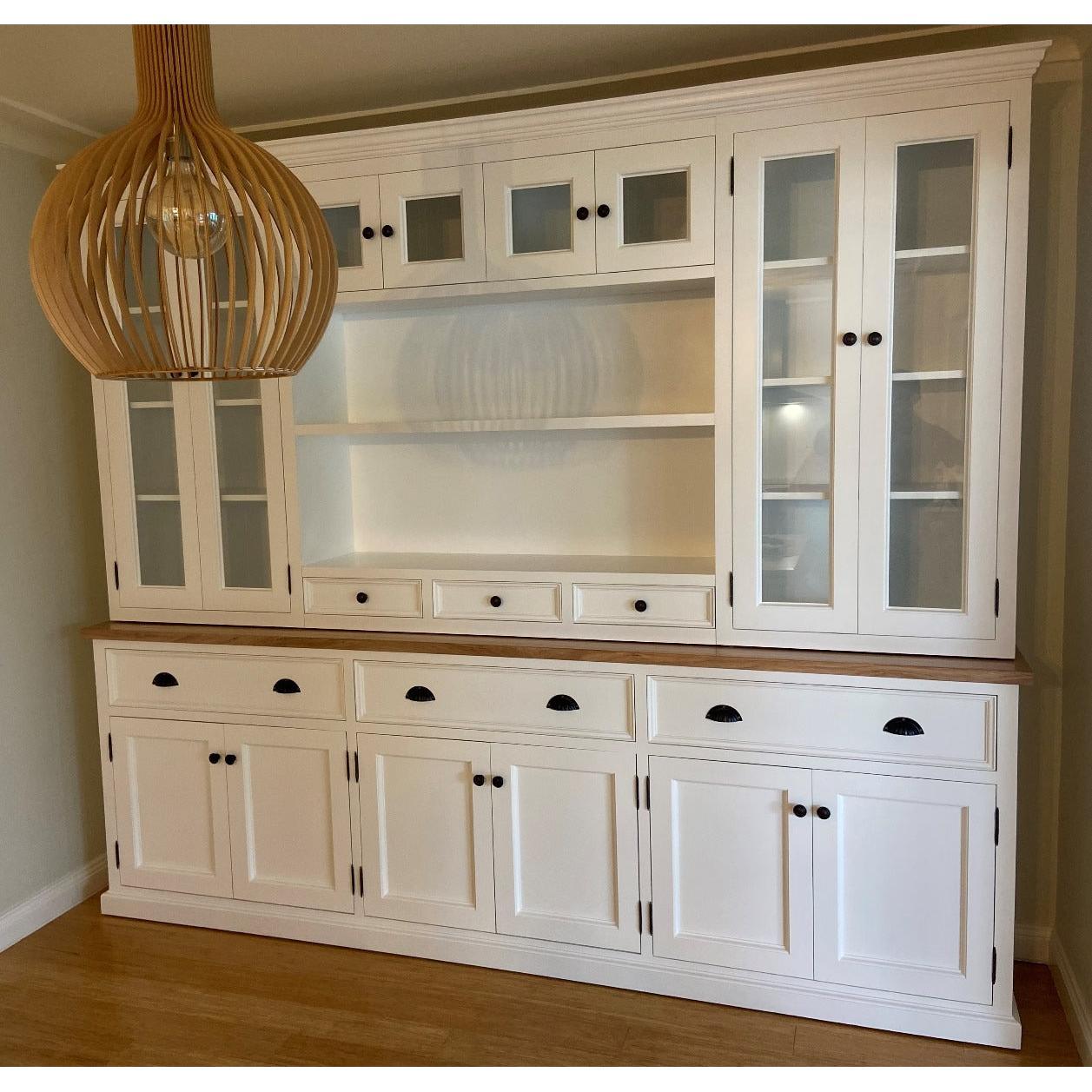 BERTRAM 5 PIECE BUFFET & HUTCH CUSTOM MADE TO ORDER WHITE PAINTED MDF & TASSIE OAK - MyChocolateWood
