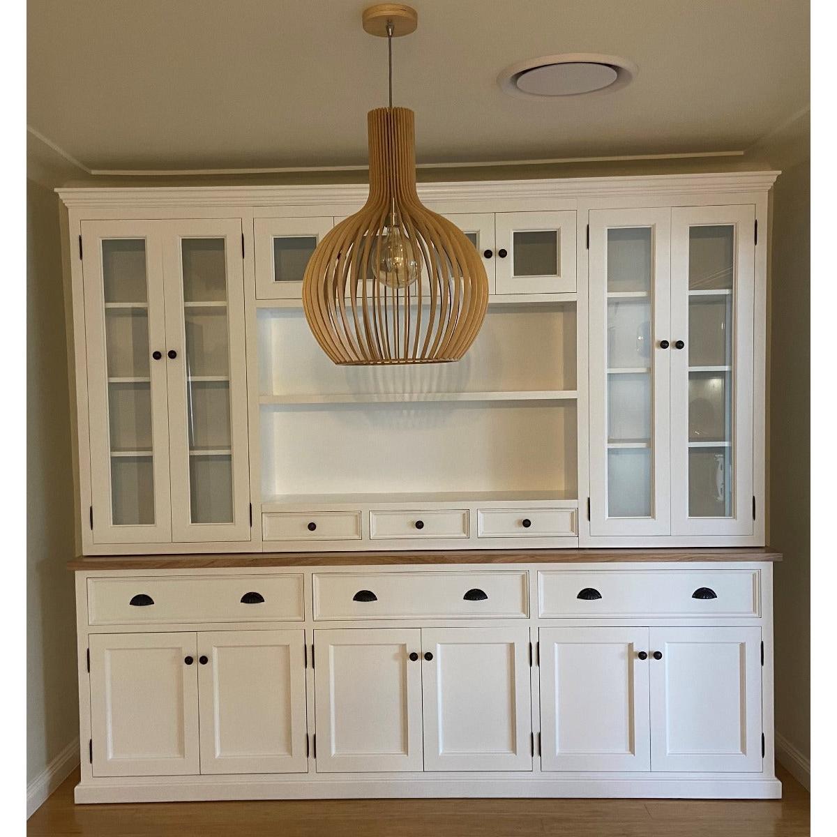 BERTRAM 5 PIECE BUFFET & HUTCH CUSTOM MADE TO ORDER WHITE PAINTED MDF & TASSIE OAK - MyChocolateWood