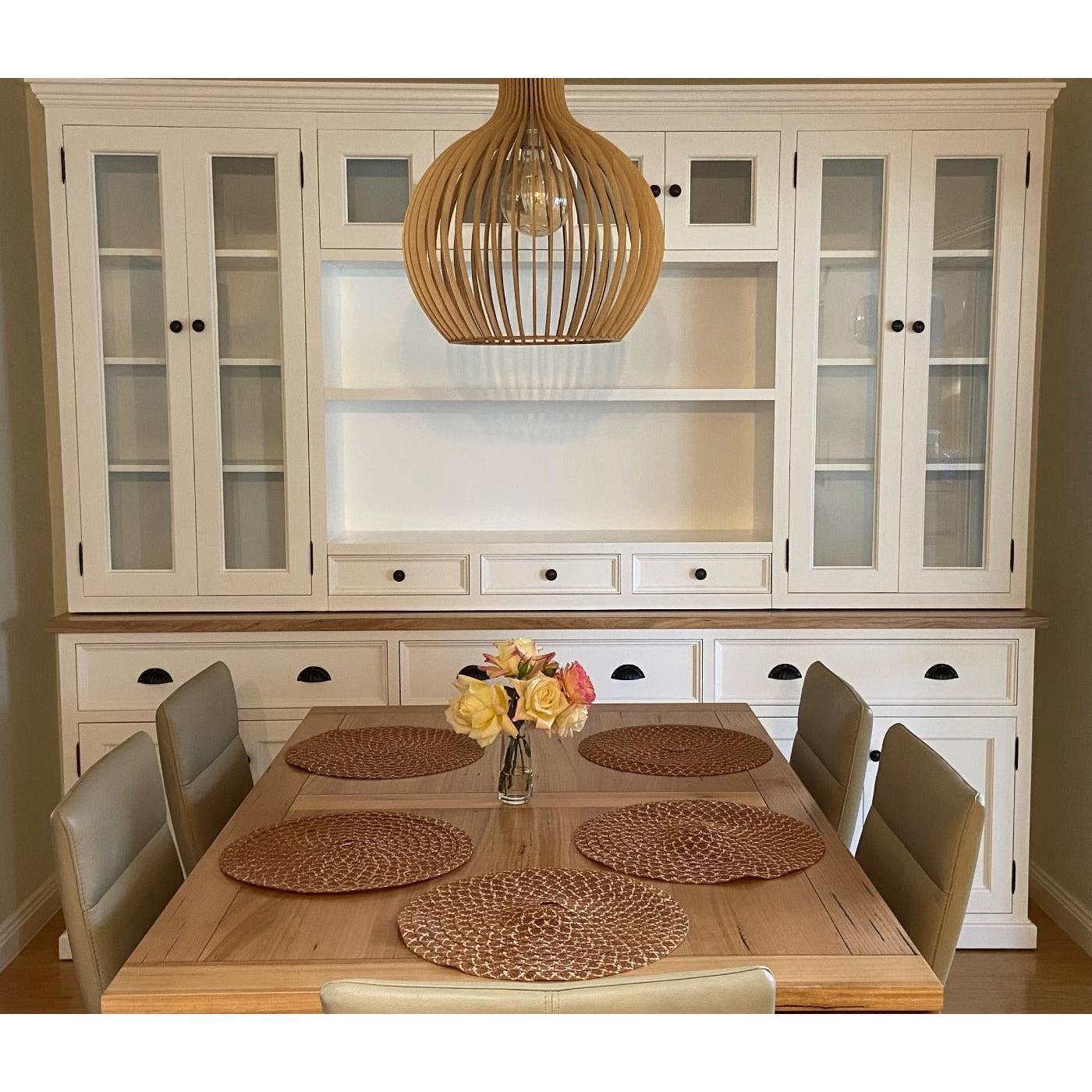 BERTRAM 5 PIECE BUFFET & HUTCH CUSTOM MADE TO ORDER WHITE PAINTED MDF & TASSIE OAK - MyChocolateWood