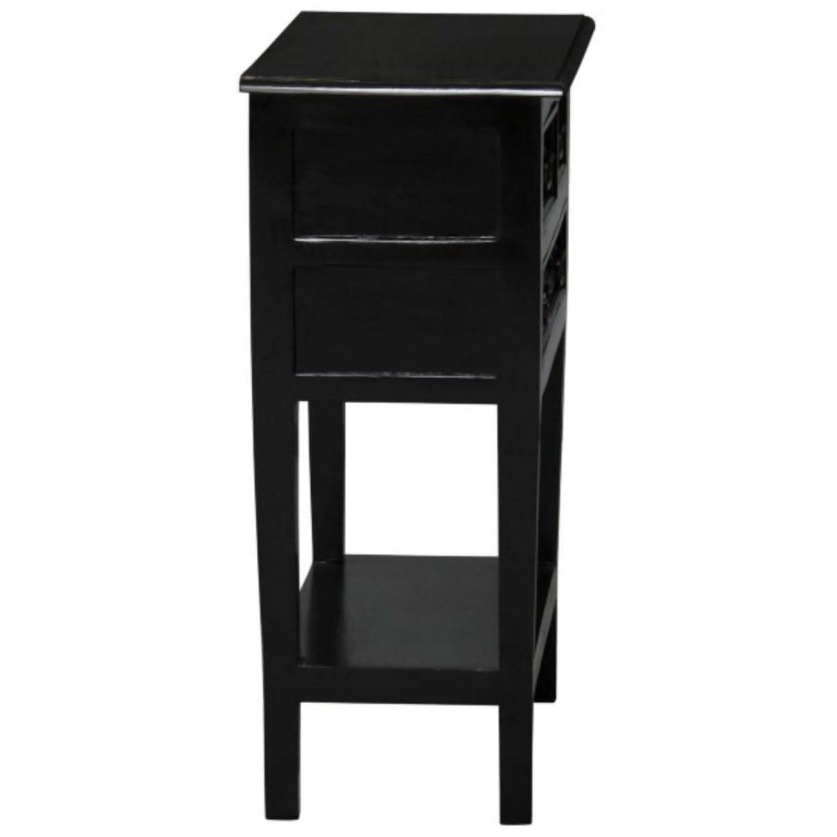 BIRKDALE 3 DRAWER SIDE TABLE/WITH SHELF IN SOLID MAHOGANY- BLACK - MyChocolateWood