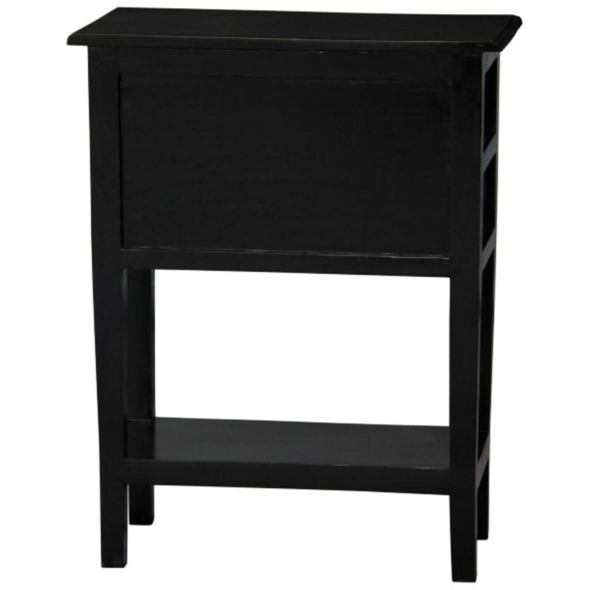 BIRKDALE 3 DRAWER SIDE TABLE/WITH SHELF IN SOLID MAHOGANY- BLACK - MyChocolateWood