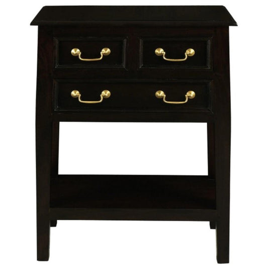 BIRKDALE 3 DRAWER SIDE TABLE/WITH SHELF IN SOLID MAHOGANY- CHOCOLATE - MyChocolateWood
