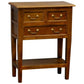 BIRKDALE 3 DRAWER SIDE TABLE/WITH SHELF IN SOLID MAHOGANY- LIGHT PECAN - MyChocolateWood