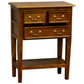 BIRKDALE 3 DRAWER SIDE TABLE/WITH SHELF IN SOLID MAHOGANY- LIGHT PECAN - MyChocolateWood