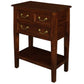 BIRKDALE 3 DRAWER SIDE TABLE/WITH SHELF IN SOLID MAHOGANY- MAHOGANY - MyChocolateWood