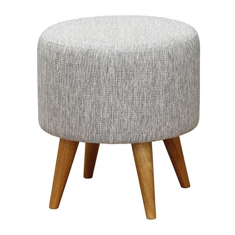 BLAKEMORE ROUND COMMERCIAL GRADE COTTON FABRIC ROUND OTTOMAN STOOL, DARK GREY - MyChocolateWood