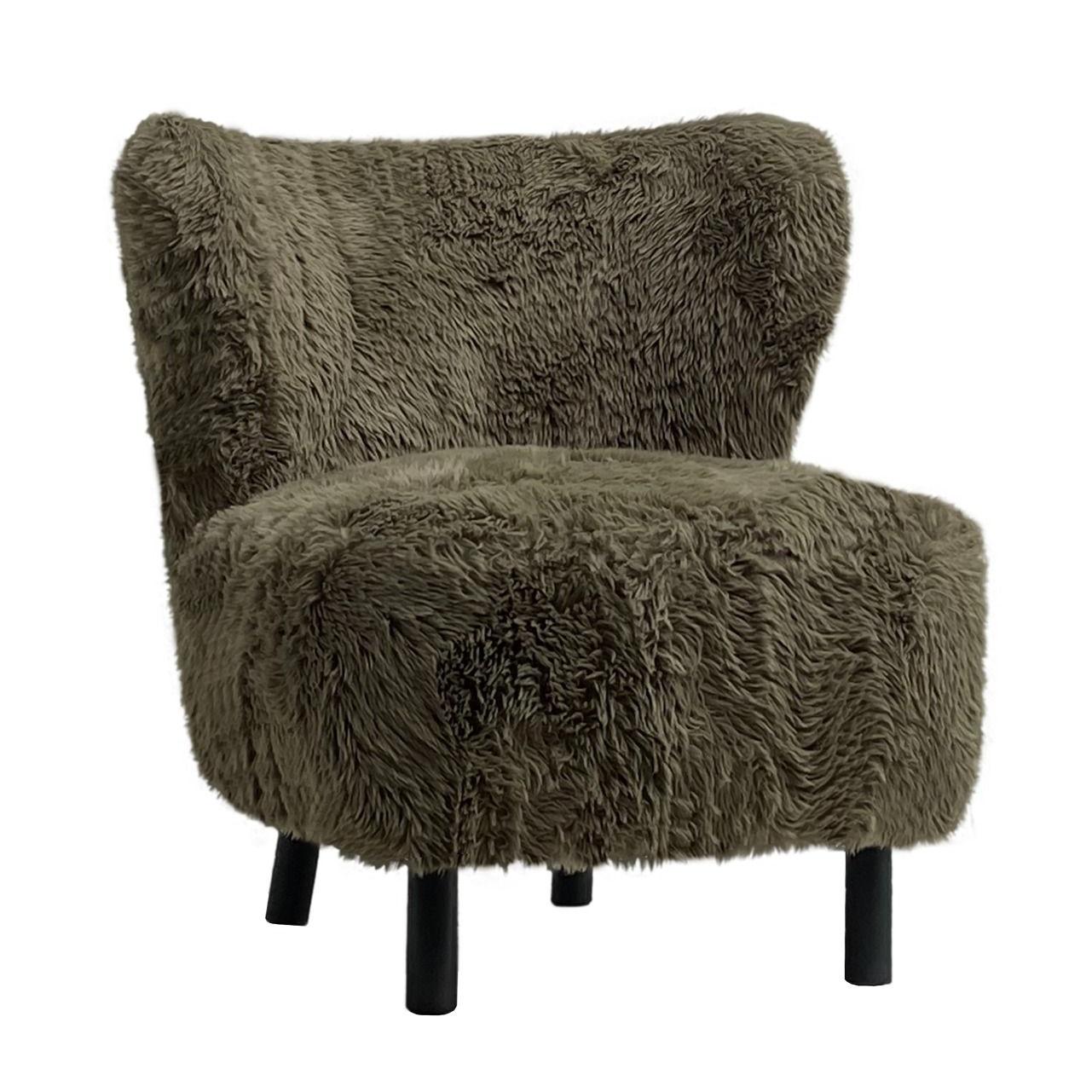 BOHEMIAN FAUX SHEEPSKIN/HARDWOOD CHAIR IN SAGE - MyChocolateWood