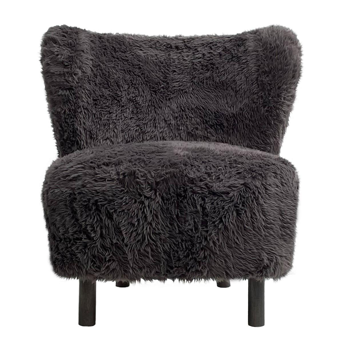 BOHEMIAN FAUX SHEEPSKIN/HARDWOOD CHAIR IN SOOT - MyChocolateWood