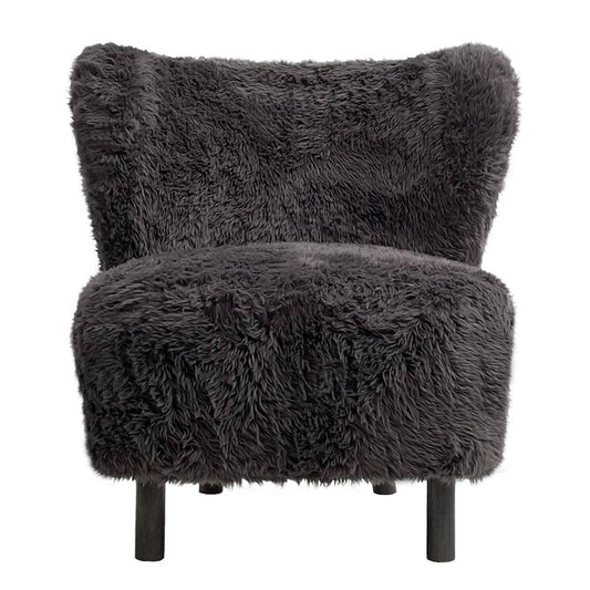 BOHEMIAN FAUX SHEEPSKIN/HARDWOOD CHAIR IN SOOT - MyChocolateWood