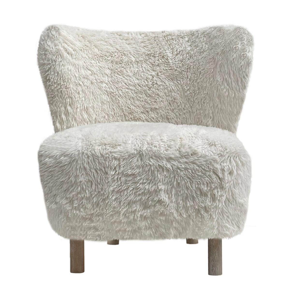 BOHEMIAN FAUX SHEEPSKIN/HARDWOOD CHAIR IN WHITE - MyChocolateWood