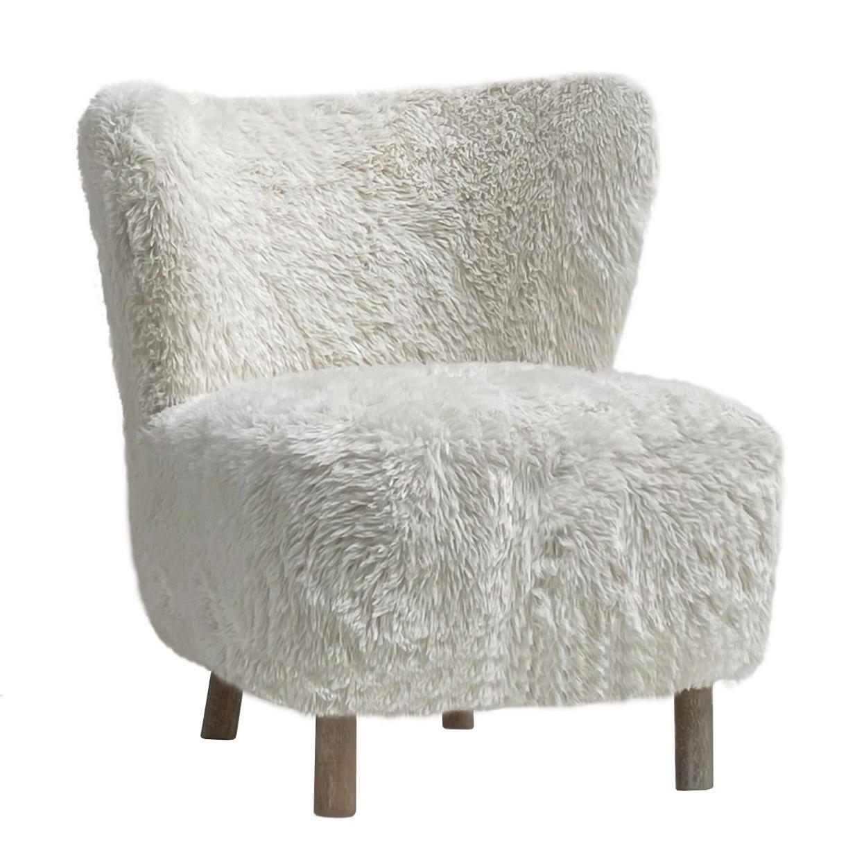 BOHEMIAN FAUX SHEEPSKIN/HARDWOOD CHAIR IN WHITE - MyChocolateWood