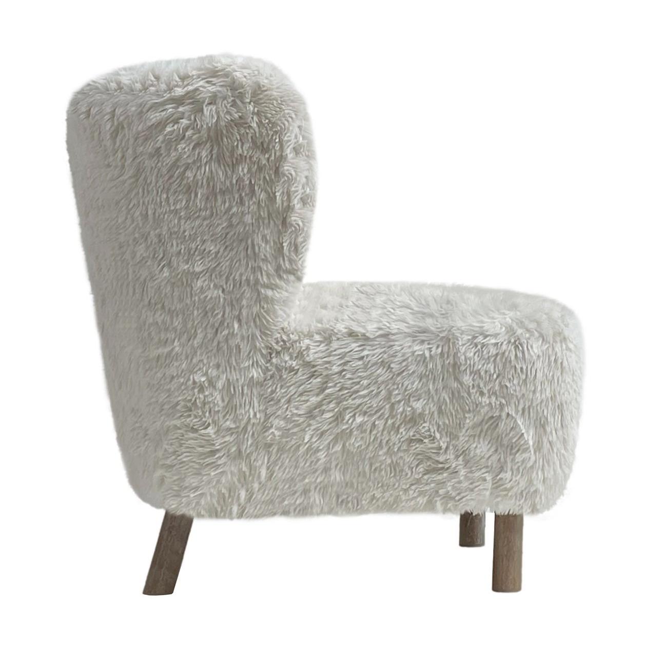 BOHEMIAN FAUX SHEEPSKIN/HARDWOOD CHAIR IN WHITE - MyChocolateWood