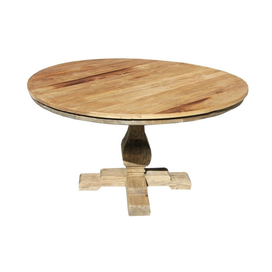 BORDEAUX ROUND DINING TABLE IN RECLAIMED ELM 140CM DIAMETER - MyChocolateWood