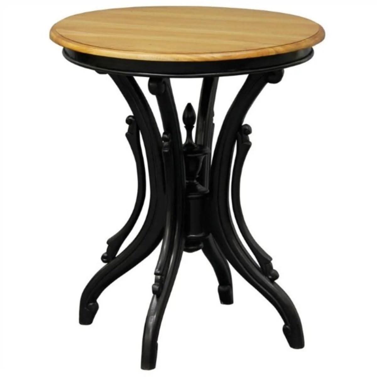 BORIS SOLID MAHOGNAY SIDE/WINE TABLE IN BLACK/CARAMEL - MyChocolateWood