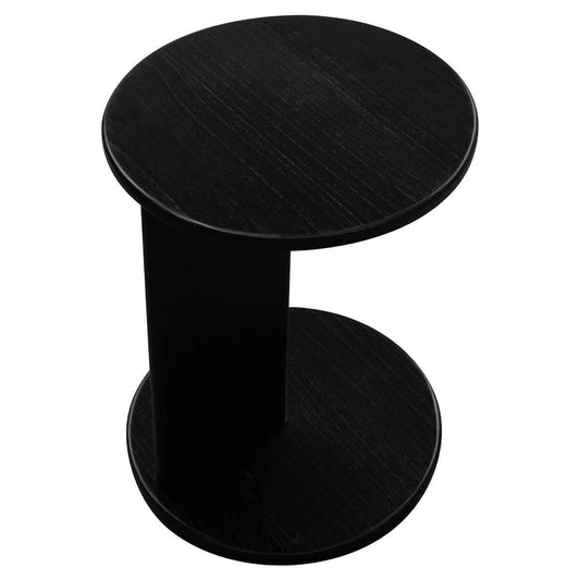 BRENTWOOD WHITE CEDAR ROUND SIDE TABLE BLACK - MyChocolateWood