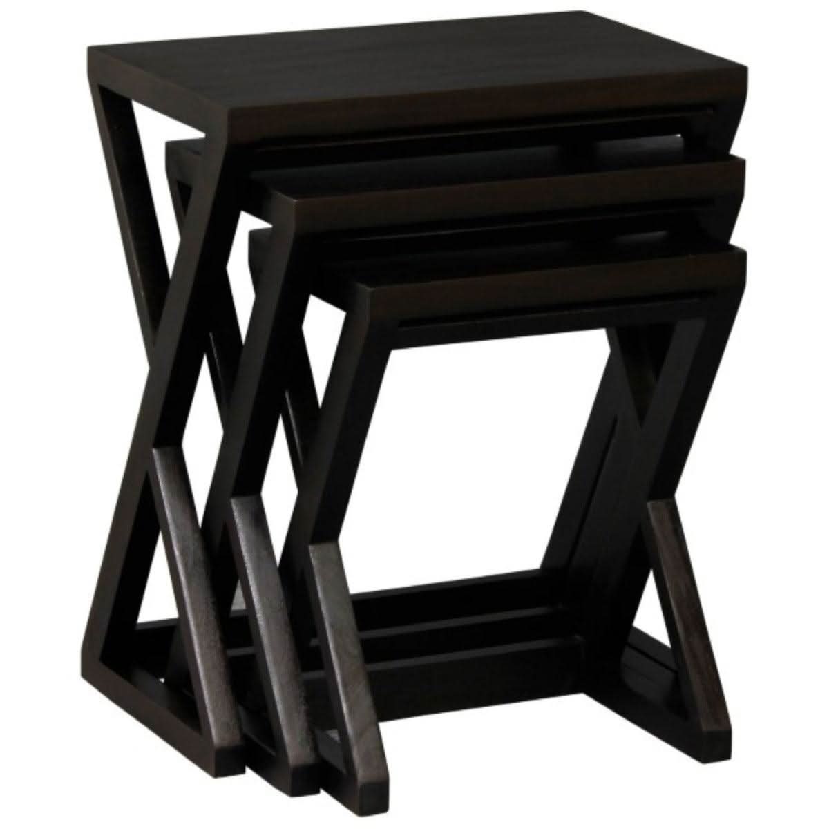 BRESCIA SOLID MAHOGANY NEST OF TABLES/SET OF 3 SMALL SOLID MAHOGANY TABLES IN CHOCOLATE - MyChocolateWood